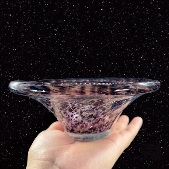 Julia Knight ARGENTO Amethyst Purple Oval Bowl Dish With Silver Flecks Signed - Picture 11 of 16